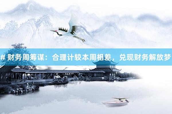 # 财务周筹谋：合理计较本周相差，兑现财务解放梦
